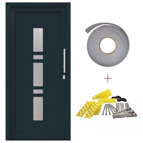Hoveddør Antracit 108 x 208 cm PVC
