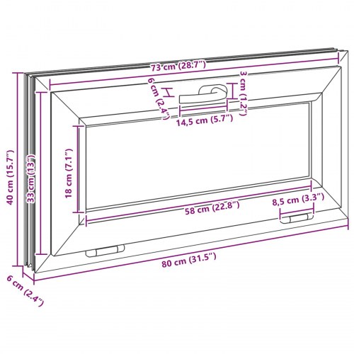Kældervindue RISOR 80 x 40 cm PVC og glas Hvid