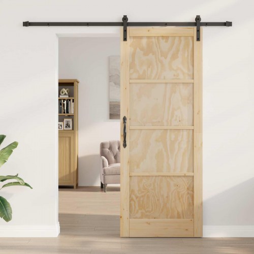 Skydedør Naturfarvet 83 x 211 cm Massivt fyrretræ