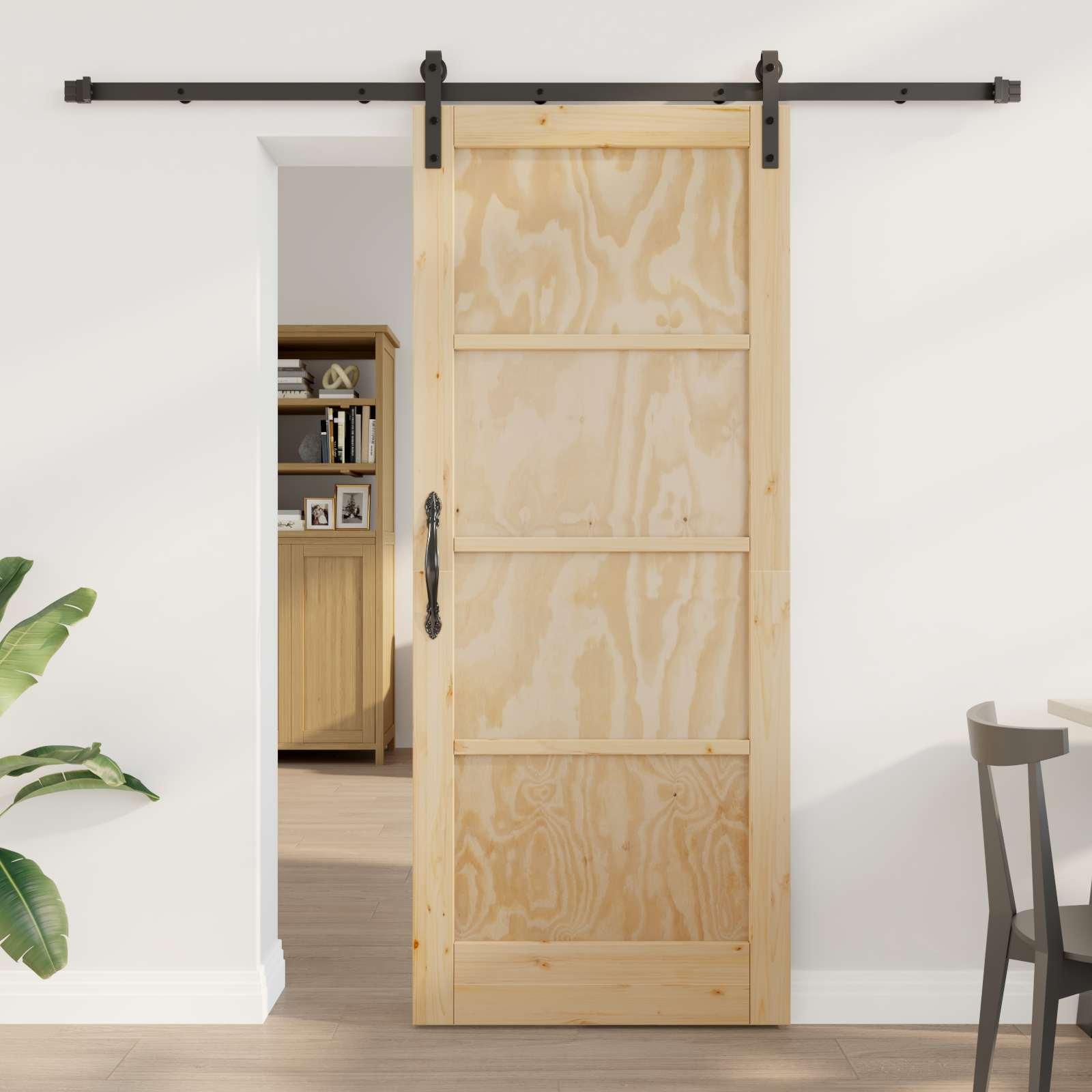 Skydedør Naturfarvet 83 x 202 cm Massivt fyrretræ