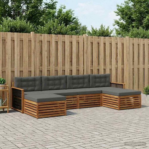 Sofasæt med pude 6 stk Massivt Akacietræ