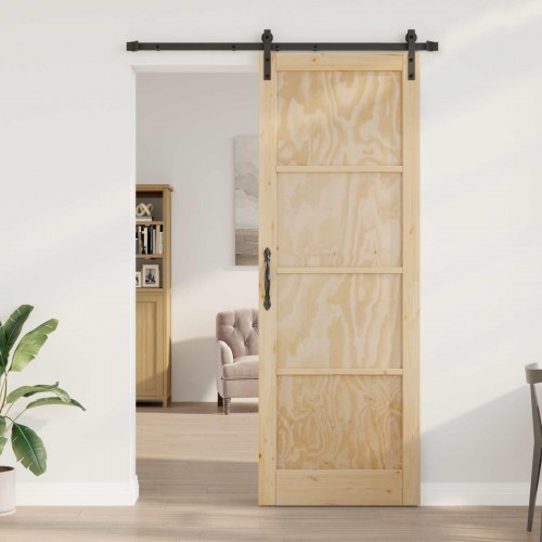 Skydedør Naturfarvet 83 x 232 cm Massivt fyrretræ