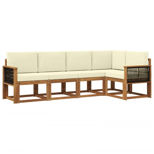Udendørs sofagruppe med pude 5 stk Naturlig og Fløde Polyester