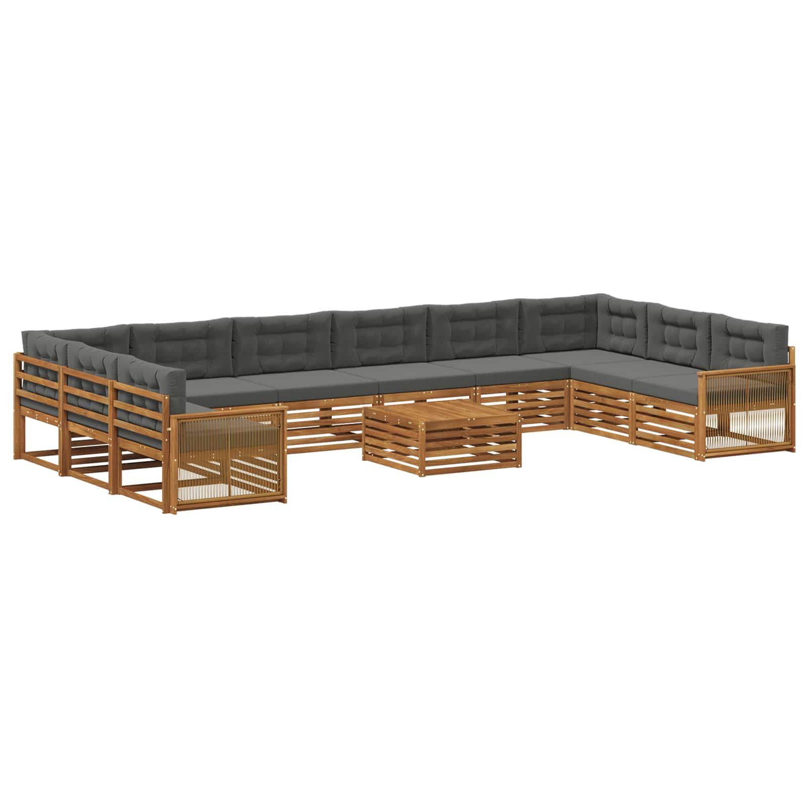 Sofasæt med pude 11 stk Massivt Akacietræ