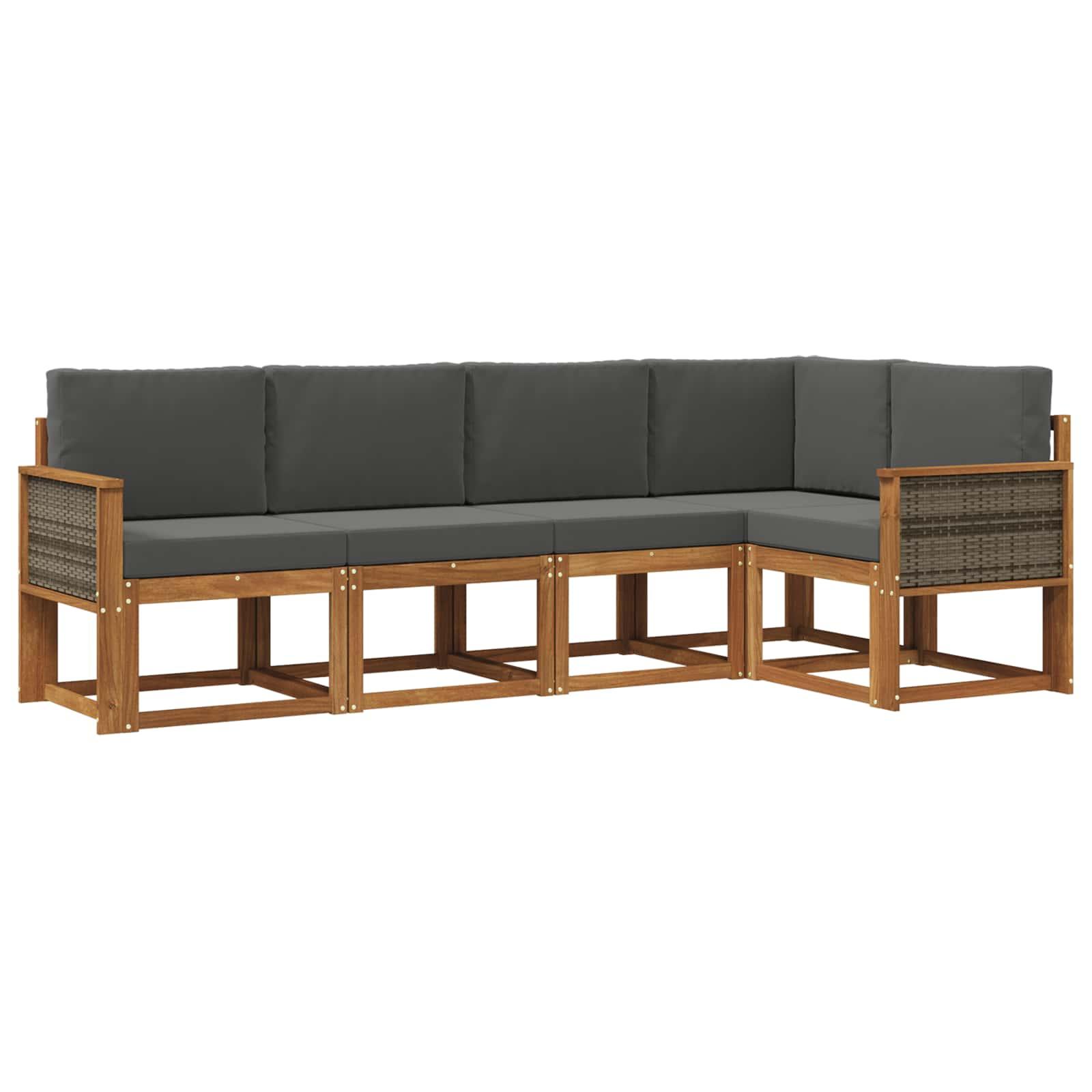 Udendørs sofagruppe 5 stk Naturlig og Antracit Polyester