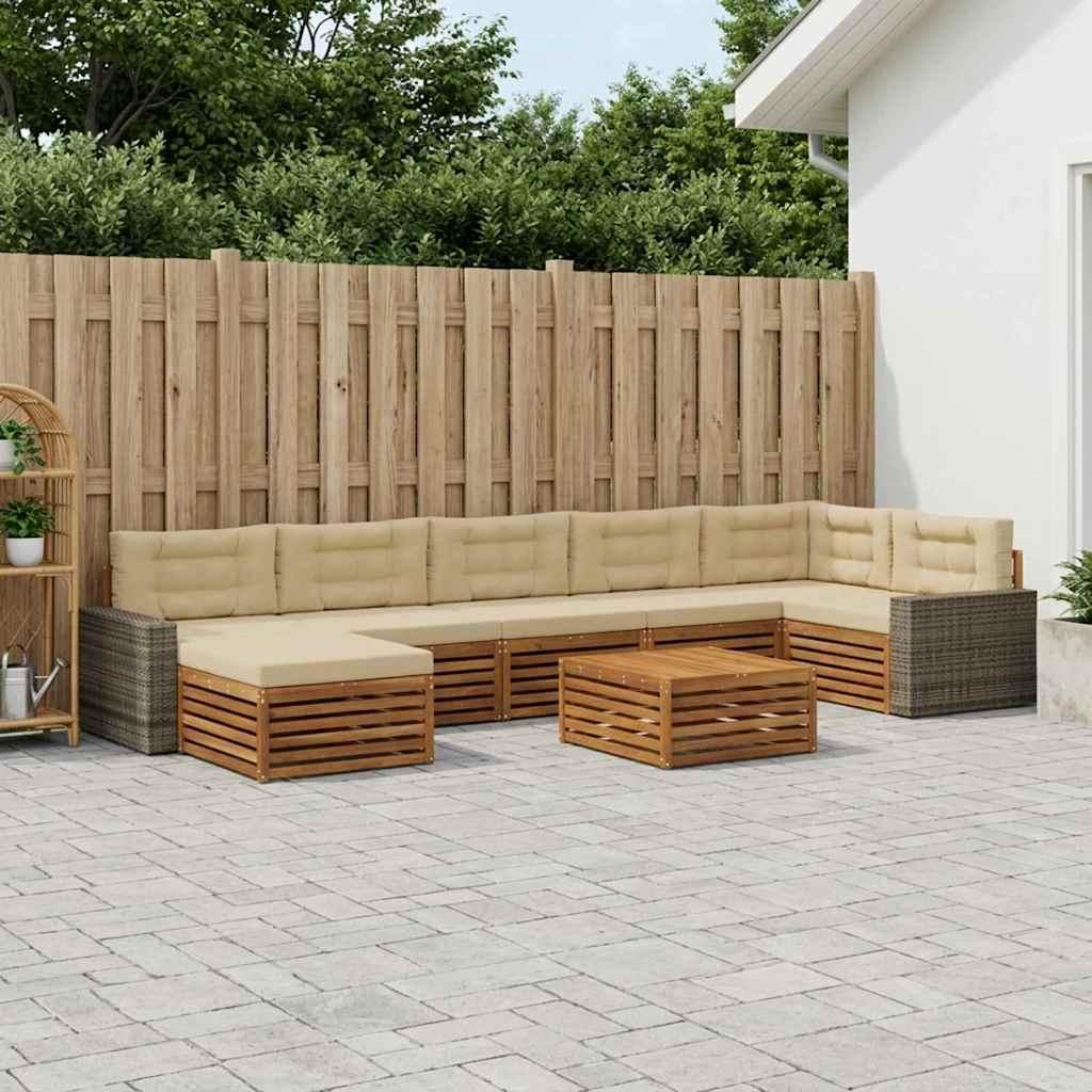 Udendørs sofagruppe med pude 8 stk Naturlig og Beige