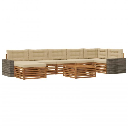 Udendørs sofagruppe med pude 8 stk Naturlig og Beige