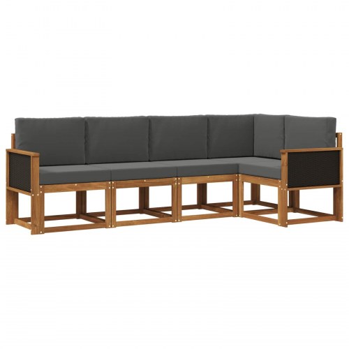 Udendørs sofagruppe 5 stk Naturlig og Antracit Polyester