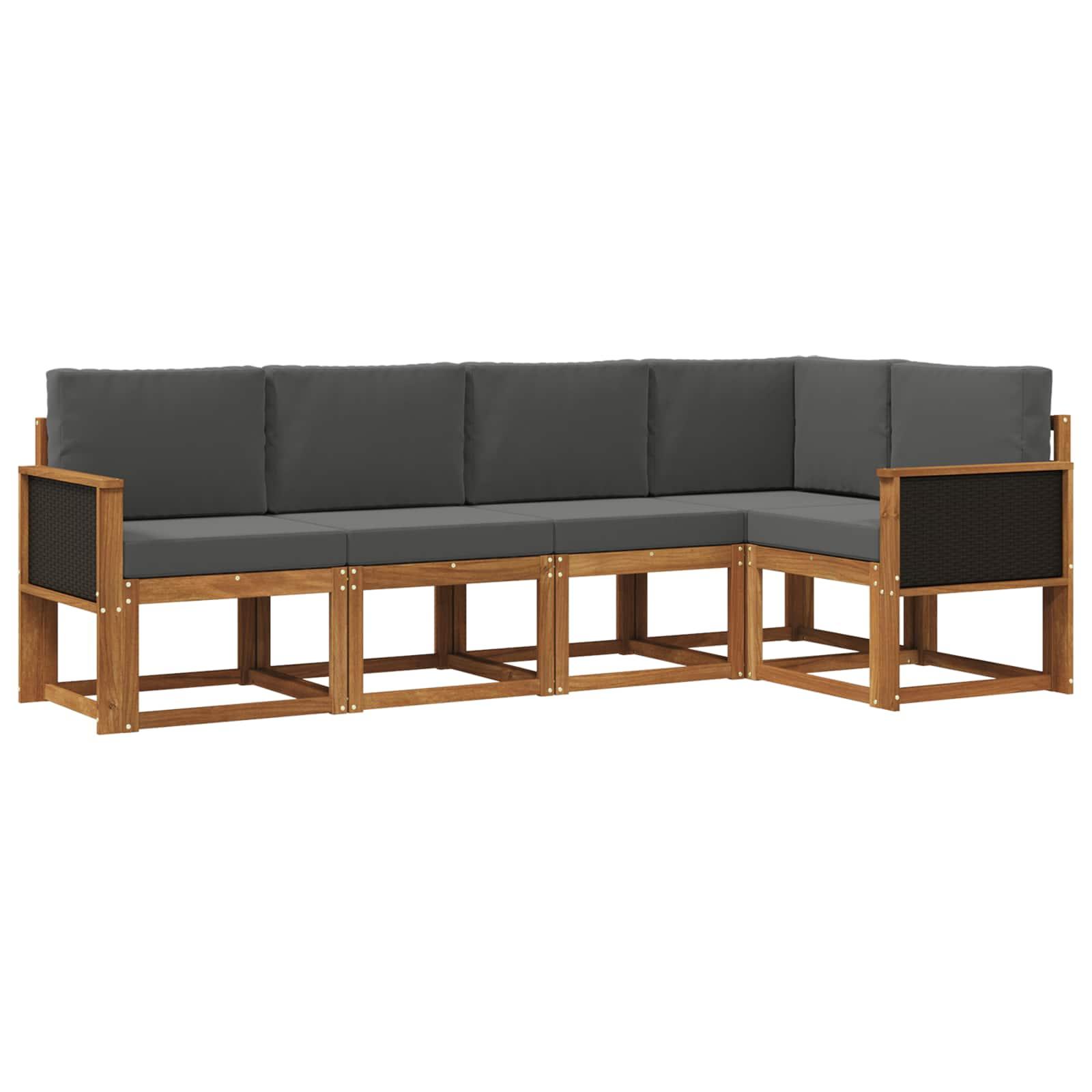 Udendørs sofagruppe 5 stk Naturlig og Antracit Polyester