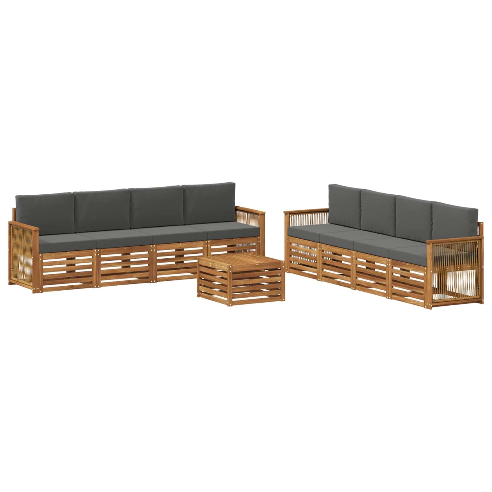 Sofasæt med pude 9 stk Massivt Akacietræ