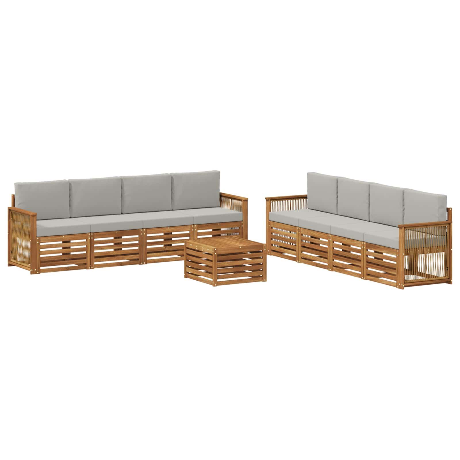 Sofasæt med pude 9 stk Massivt Akacietræ