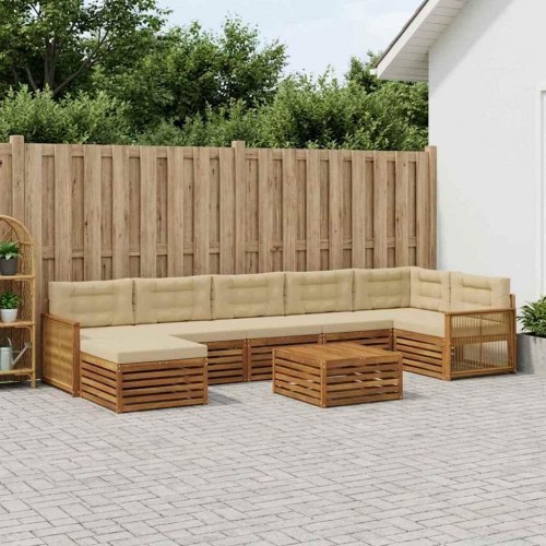 Udendørs sofagruppe med pude 8 stk Naturlig og Beige