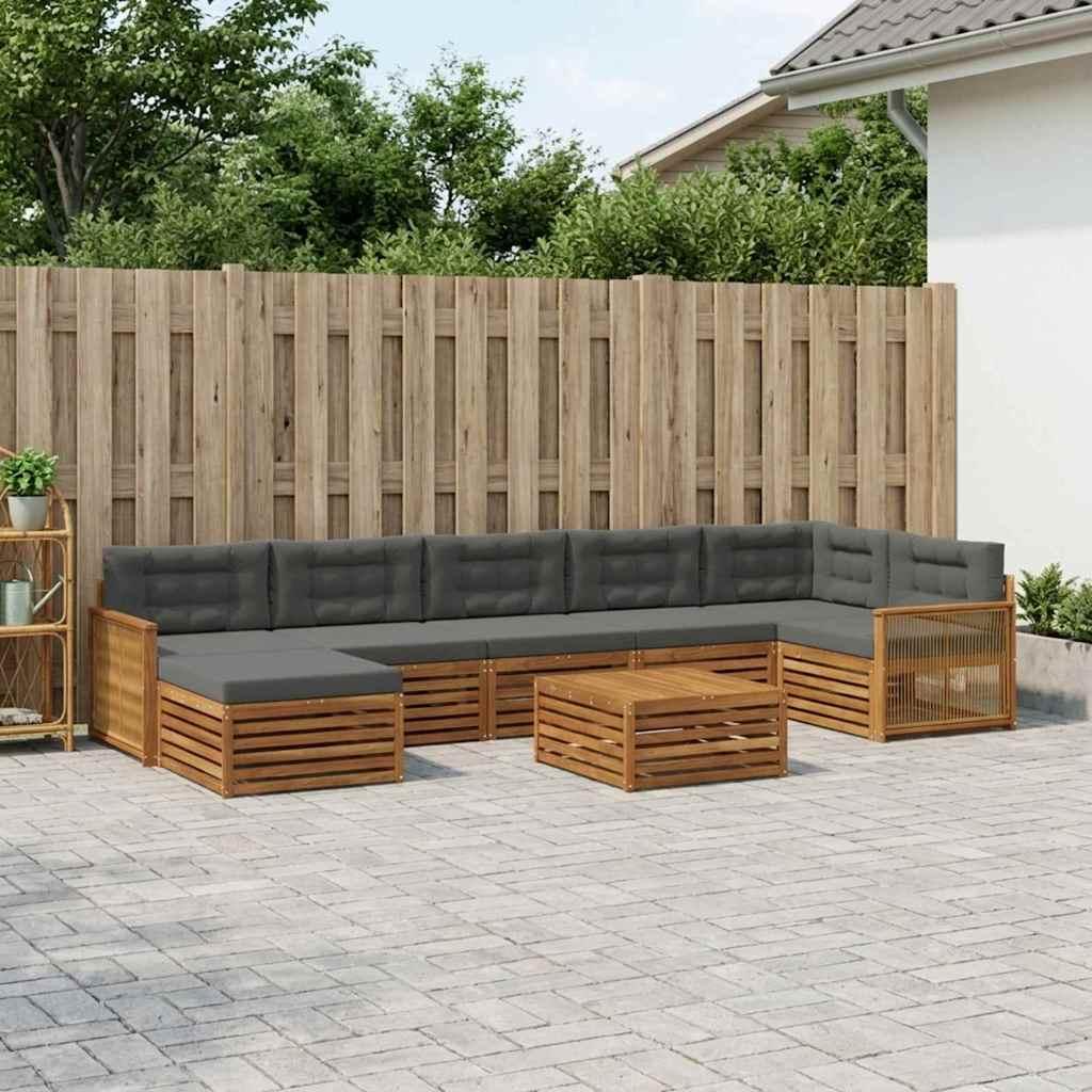 Udendørs sofagruppe 8 stk Naturlig og Antracit