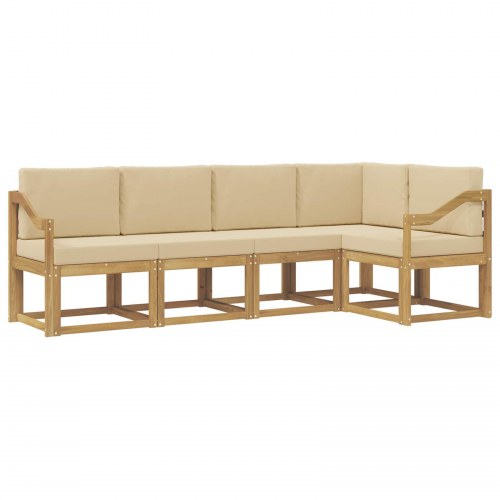 Udendørs sofagruppe med pude 5 stk Hvid og Beige