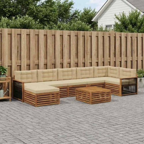 Udendørs sofagruppe med pude 8 stk Naturlig og Beige