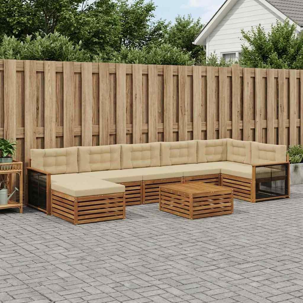 Udendørs sofagruppe med pude 8 stk Naturlig og Beige