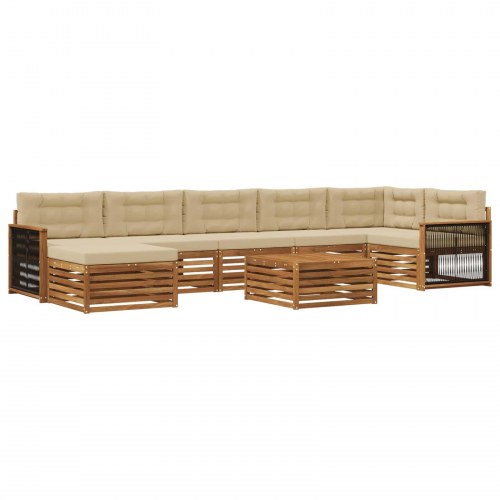 Udendørs sofagruppe med pude 8 stk Naturlig og Beige