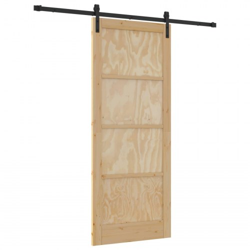 Skydedør Naturfarvet og sort 86 x 211 cm Massivt fyrretræ
