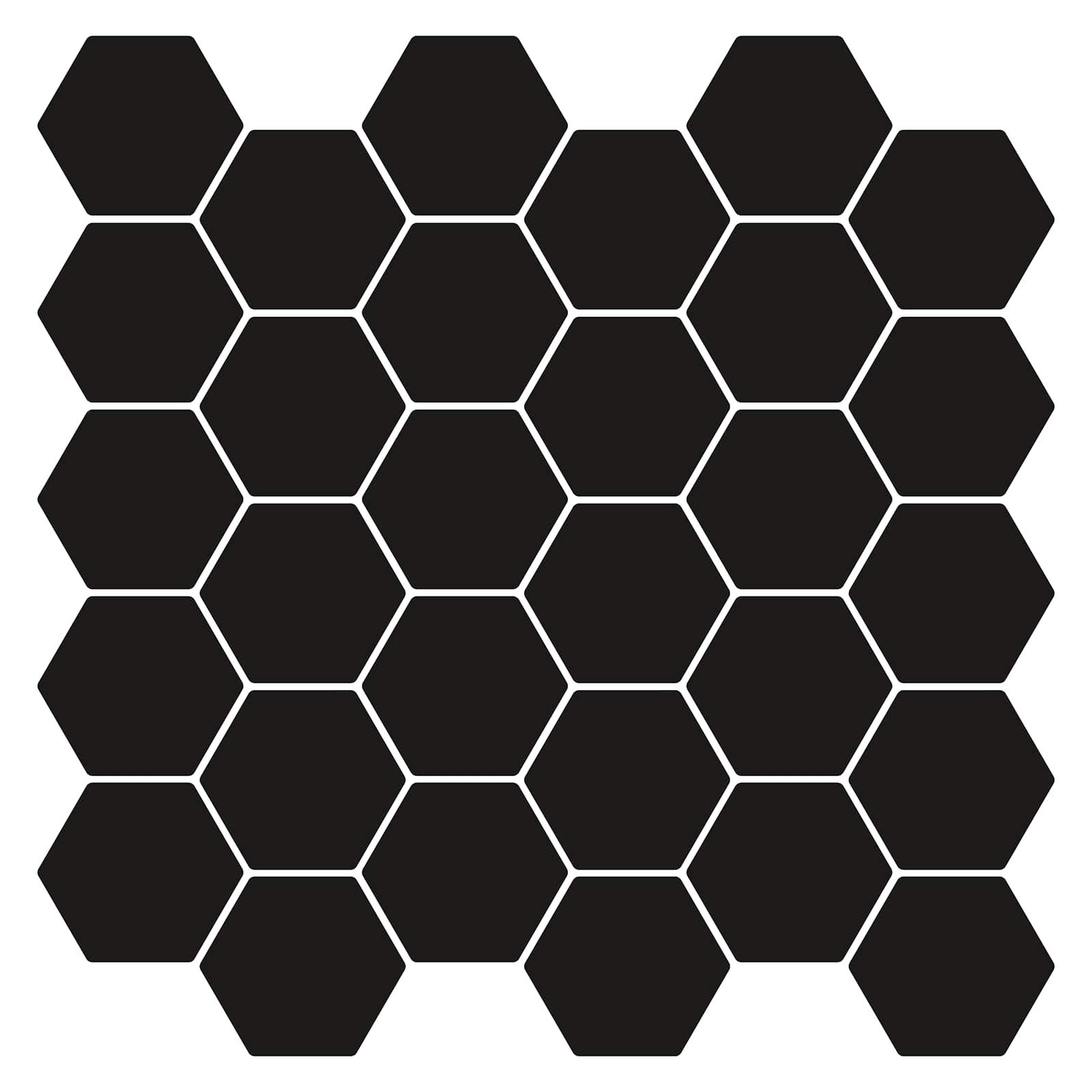 Hexagon flise 20 stk Sort 30 x 30 cm Polyurethan og PET billede