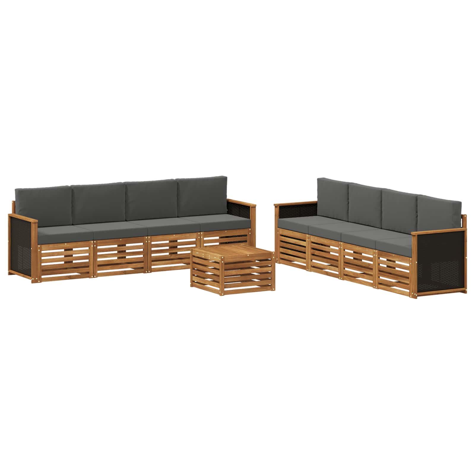 Sofasæt med pude 9 stk Massivt Akacietræ