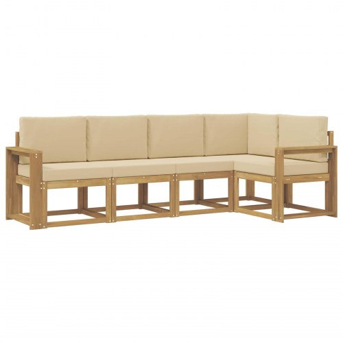 Udendørs sofagruppe med pude 5 stk Hvid og Beige