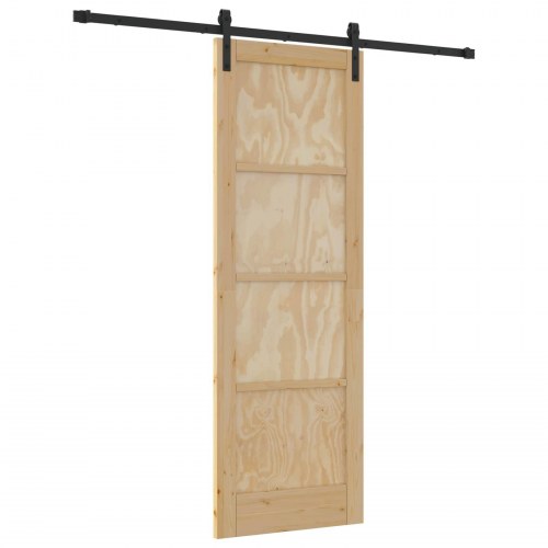 Skydedør Naturfarvet og sort 73,5 x 211 cm Massivt fyrretræ