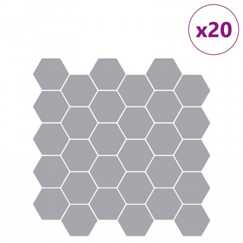Hexagon flise 20 stk Grå 30 x 30 cm Polyurethan og PET