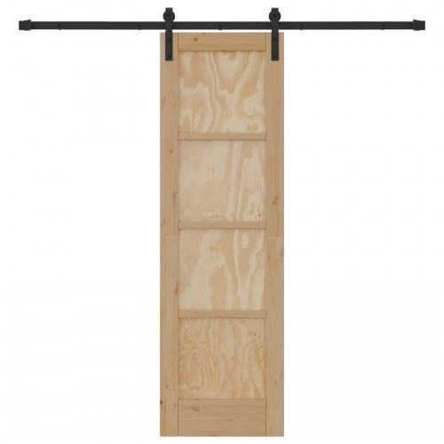 Skydedør Naturfarvet og sort 61 x 198,5 cm Massivt fyrretræ