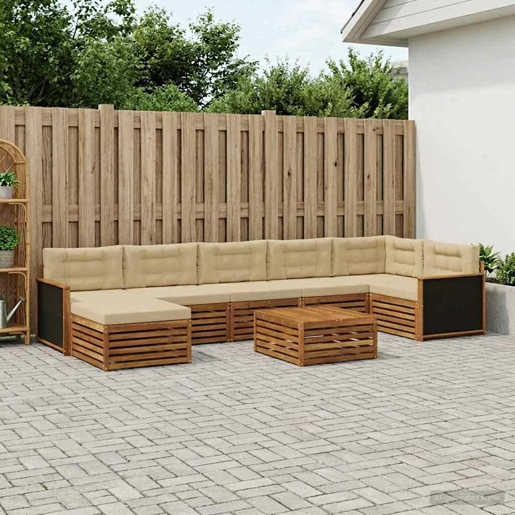 Udendørs sofagruppe med pude 8 stk Naturlig og Beige
