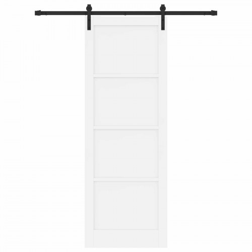 Skydedør Hvid og sort 83 x 232 cm Massivt fyrretræ