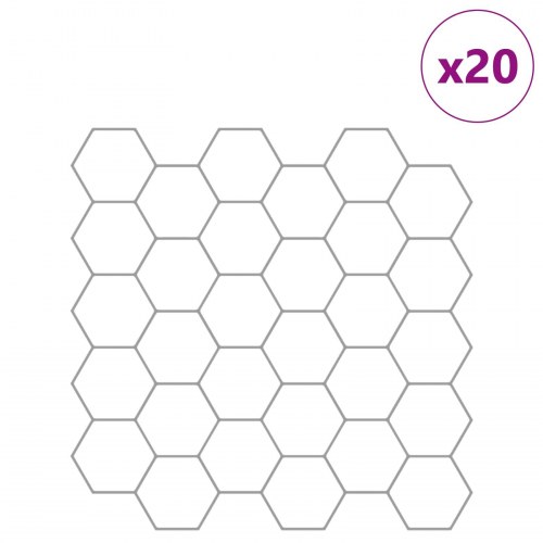 Hexagon flise 20 stk Hvid grå 30 x 30 cm Polyurethan og PET