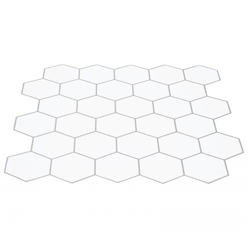 Hexagon flise 10 stk Hvid grå 30 x 30 cm Polyurethan og PET