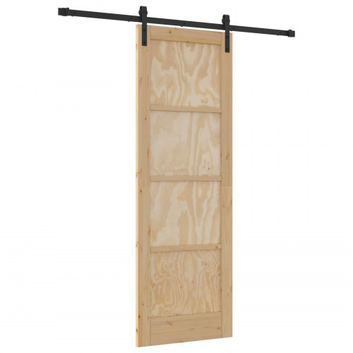 Skydedør Naturfarvet og sort 73,5 x 211 cm Massivt fyrretræ