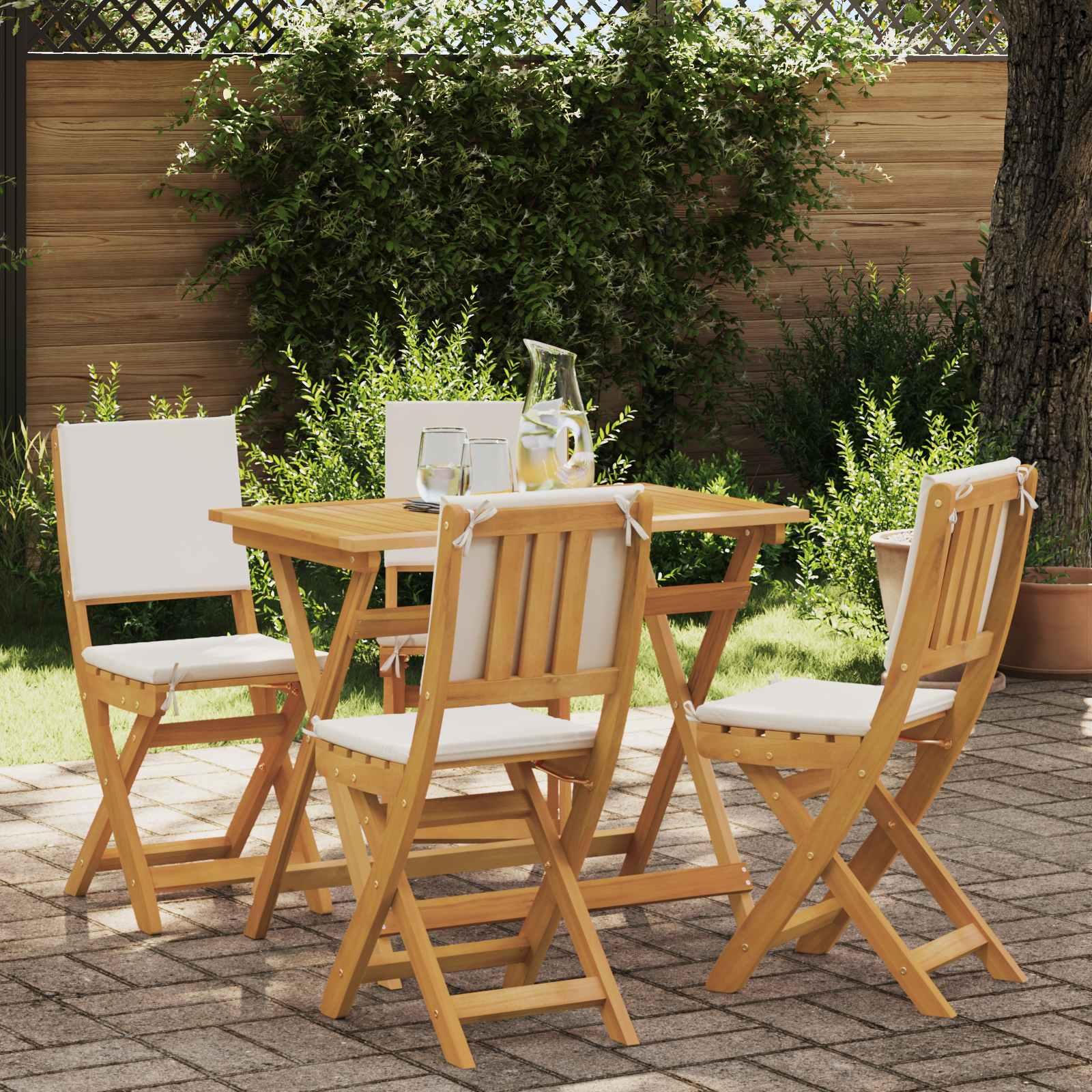 Udendørs Bistro Stole med pude 4 stk Cremehvid 38 x 46 x 85 cm