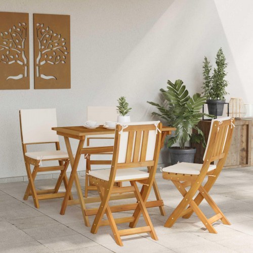 Udendørs Bistro Stole med pude 4 stk Cremehvid 38 x 46 x 85 cm