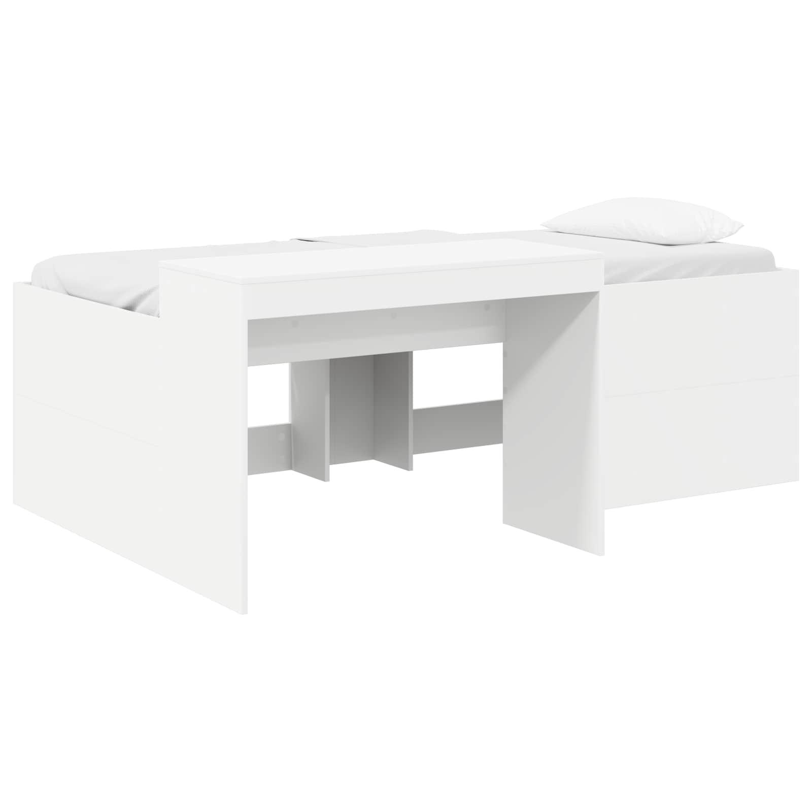 Børneseng med skrivebord Hvid 75 x 190 cm Konstrueret træ