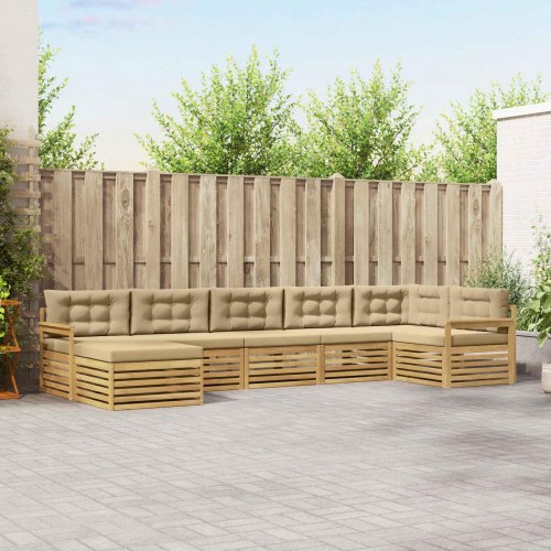 Udendørs sofagruppe med pude 7 stk Hvid og Beige