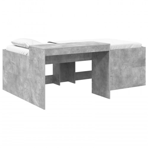 Børneseng med skrivebord Betongrå 98,5 x 200 cm Konstrueret træ