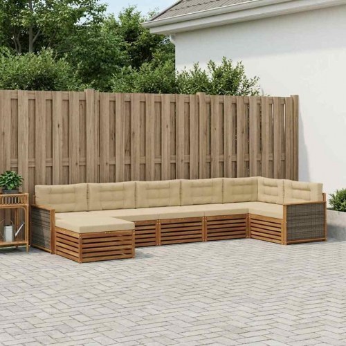 Udendørs sofagruppe med pude 7 stk Naturlig og Beige