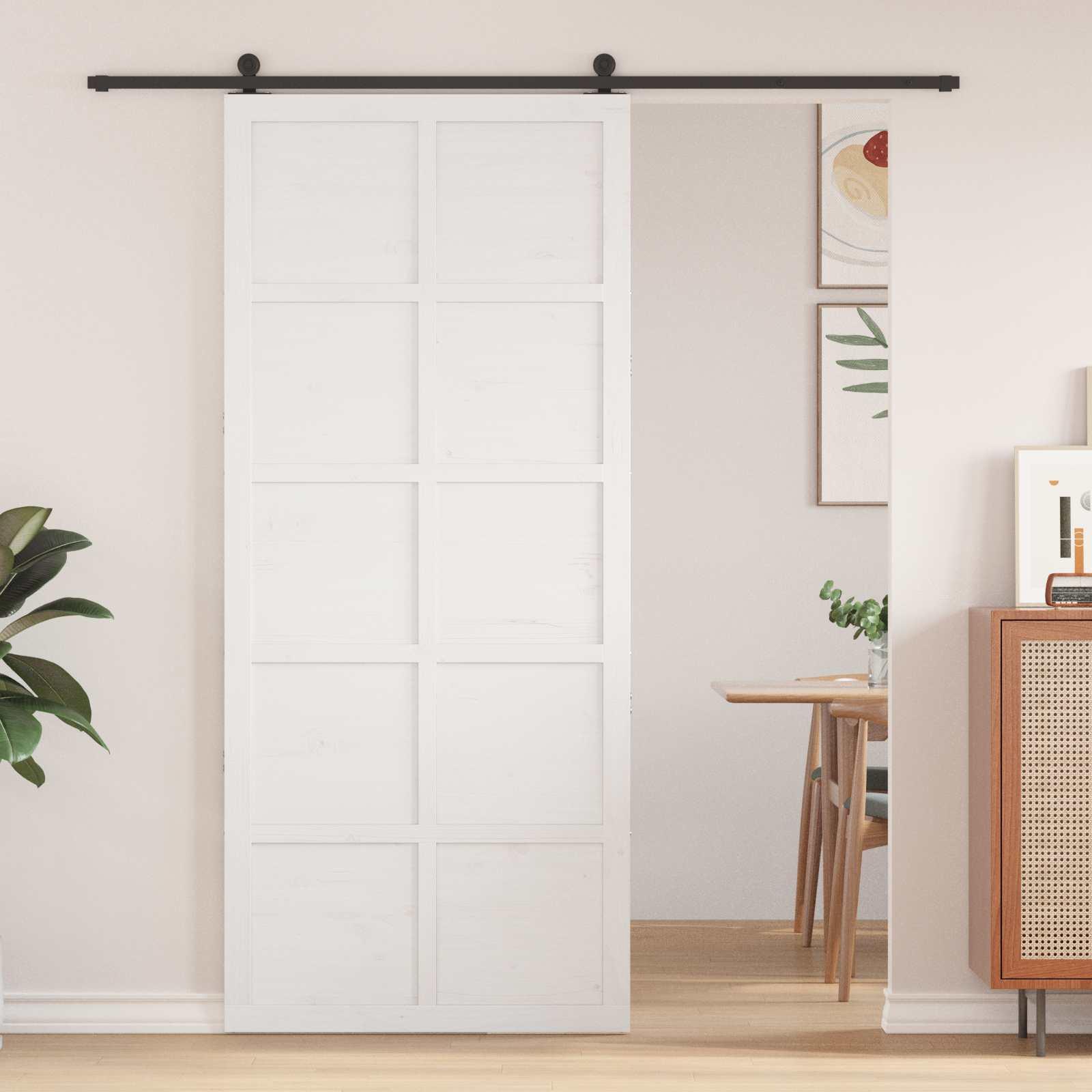Ladedør Hvid 90 x 2,5 x 208 cm Massivt fyrretræ