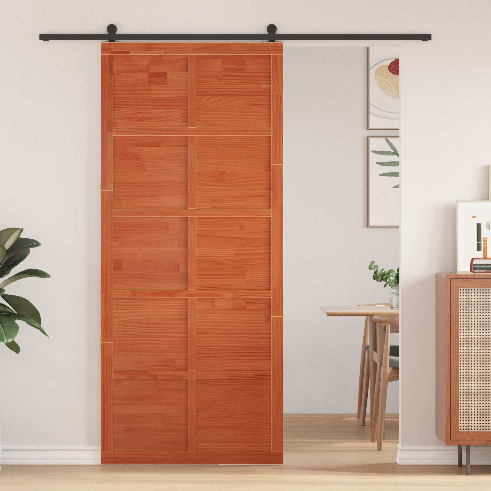 Ladedør Voksbrun 100 x 2,5 x 208 cm Massivt fyrretræ