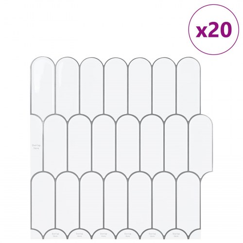Fjerflise 20 stk Hvid grå 30 x 30 cm Polyurethan og PET