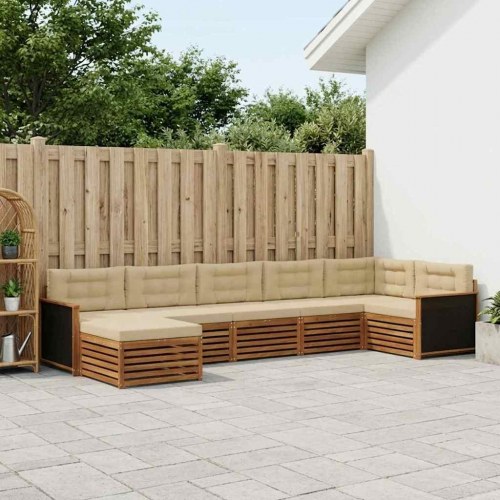 Udendørs sofagruppe med pude 7 stk Naturlig og Beige