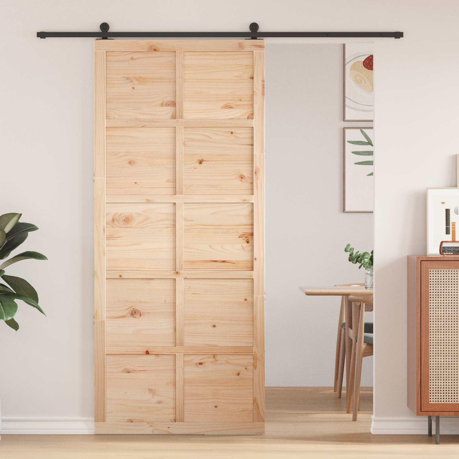 Ladedør Naturfarvet 100 x 2,5 x 208 cm Massivt fyrretræ