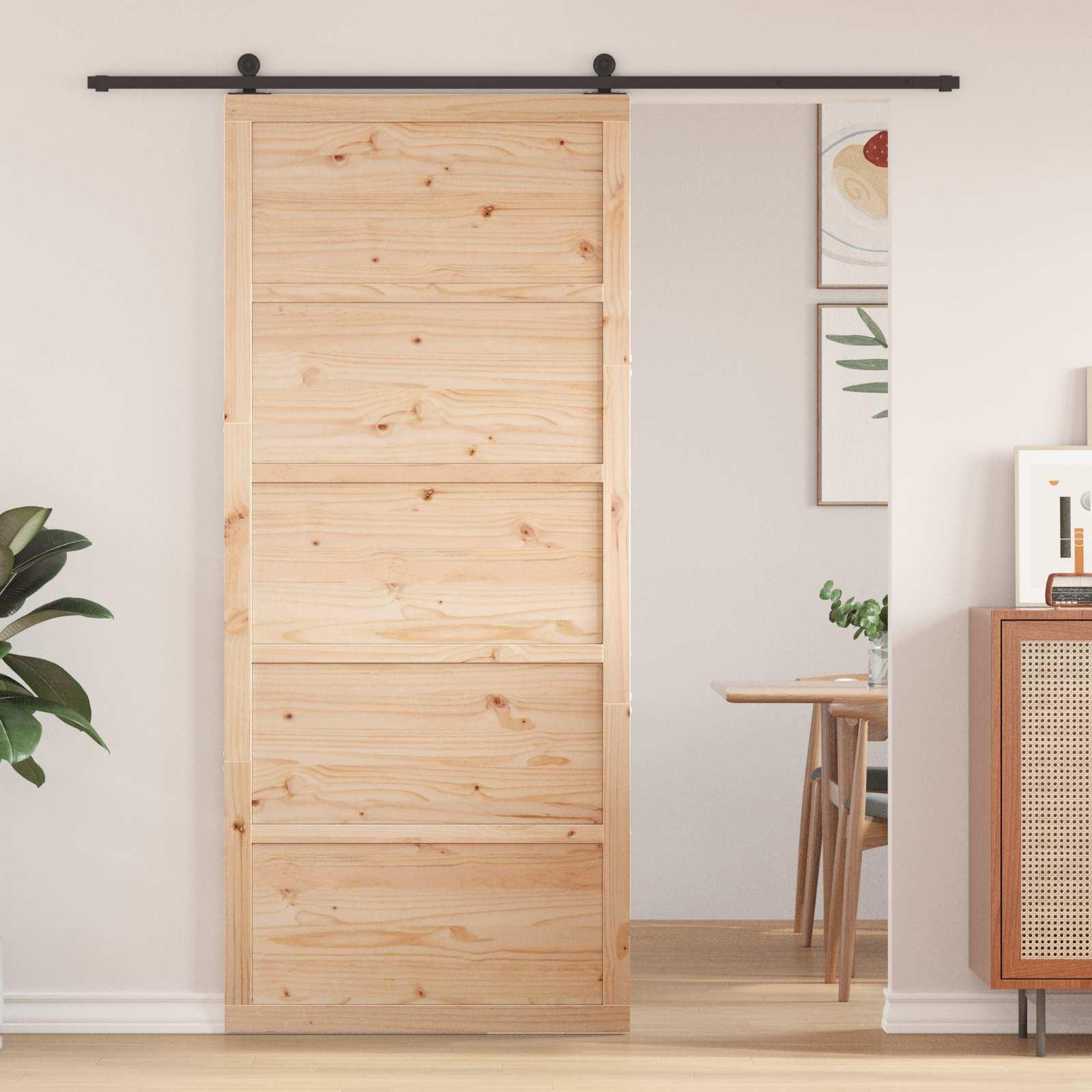 Ladedør Naturfarvet 80 x 2,5 x 208 cm Massivt fyrretræ