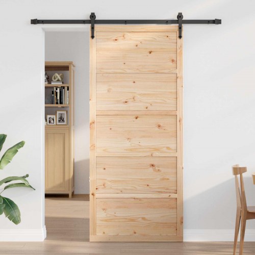 Ladedør Naturfarvet 80 x 2,5 x 208 cm Massivt fyrretræ