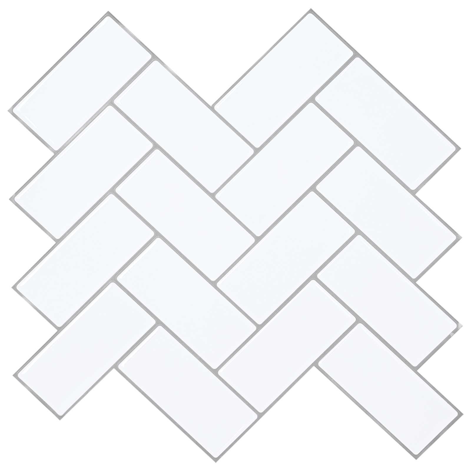 Fiskebensflise 20 stk Hvid grå 30 x 30 cm Polyurethan og PET