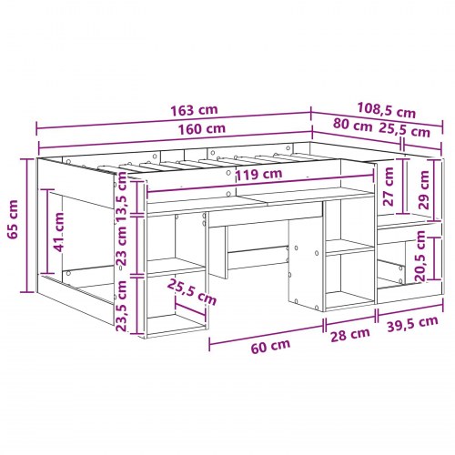 Børneseng med opbevaring Hvid 80 x 160 cm Konstrueret træ