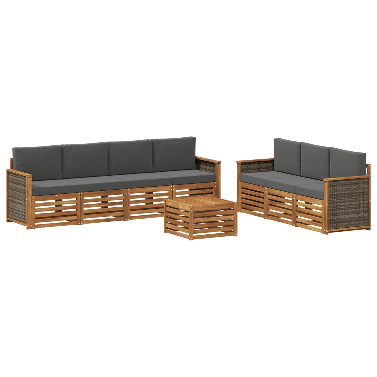Sofasæt med pude 8 stk Massivt Akacietræ