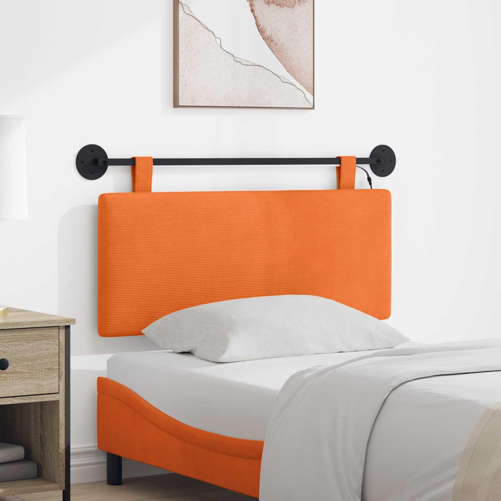 Hængende sengegavl Med LED-lys Orange Velourstof